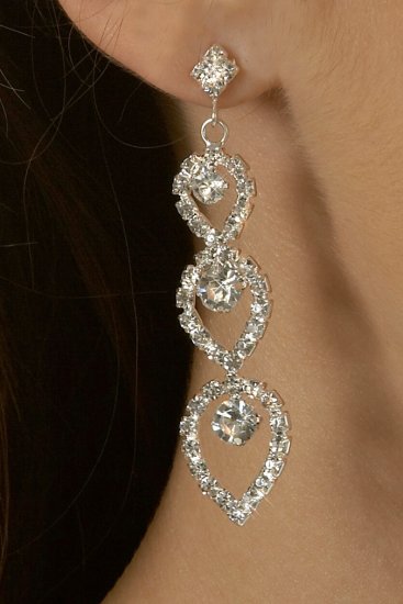 Triple Teardrop Rhinestone Earrings