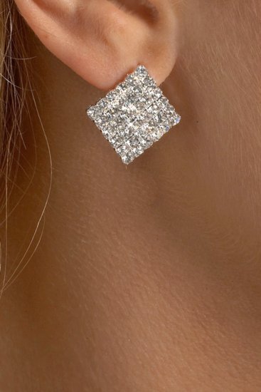 Small Square Rhinestone Earrings