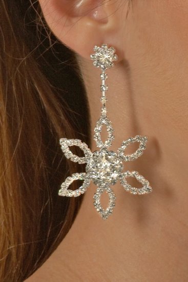 Large Flower Rhinestone Earrings