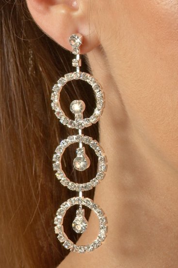 Triple Circle Rhinestone Earrings