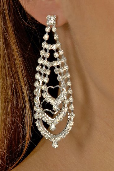 Triple Heart Rhinestone Earrings