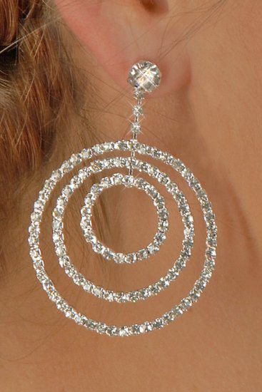 3-Circle Rhinestone Earrings
