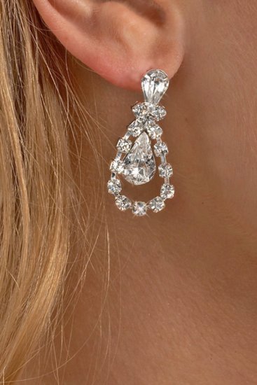 Pear-Shaped Rhinestone Drop Earrings