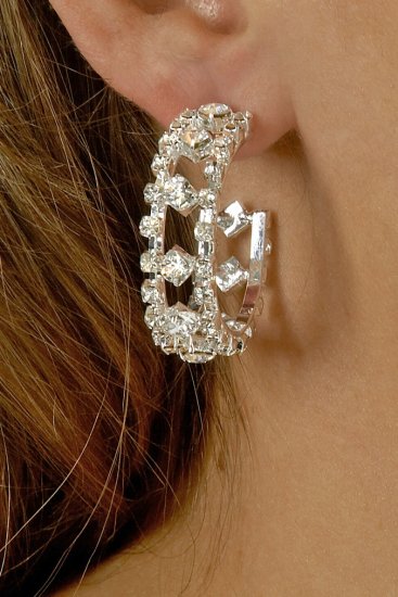 Fancy Double Row Rhinestone Earrings
