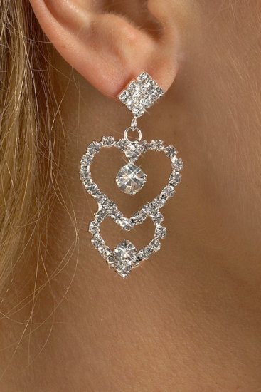 Connecting Hearts Rhinestone Earrings