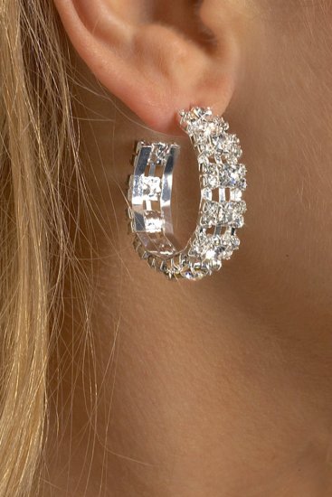 Square Cut Rhinestone Hoops
