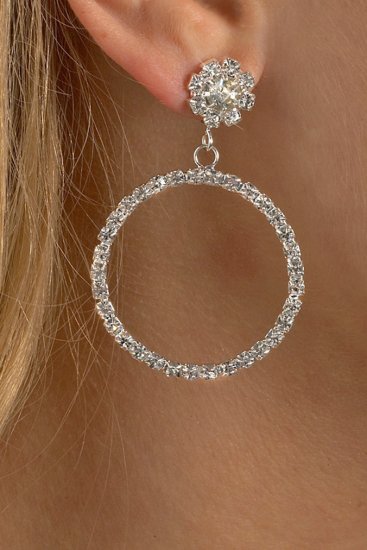 Dangling Hoop Rhinestone Earrings