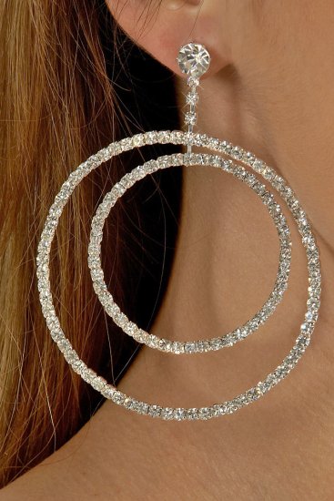 Clear Double Hoop Rhinestone Earrings
