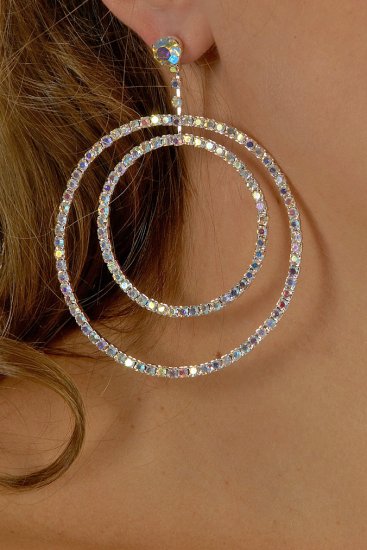 AB Double Hoop Rhinestone Earrings