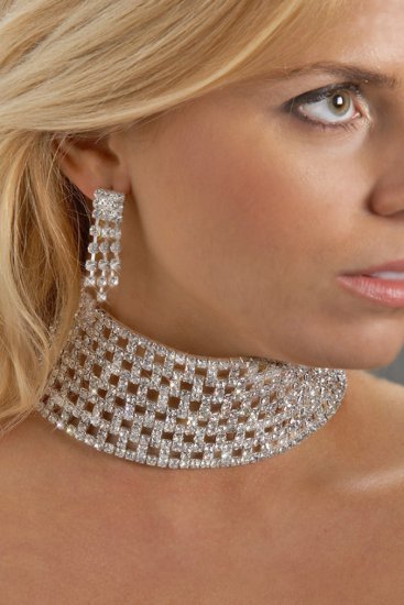 Large Rhinestone Collar Necklace Set