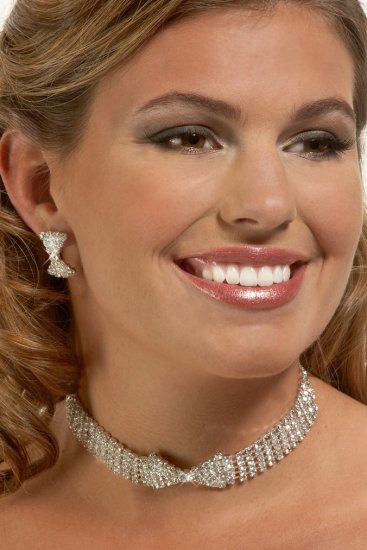 Crystal Bowtie Rhinestone Necklace Set