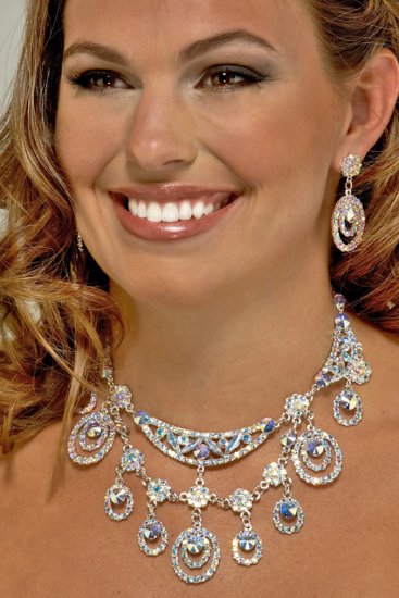 Circular AB Rhinestone Necklace Set