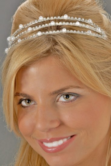 Triple Row Pearl and Rhinestone Headband