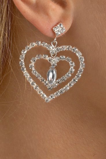 Double Heart Rhinestone Earrings