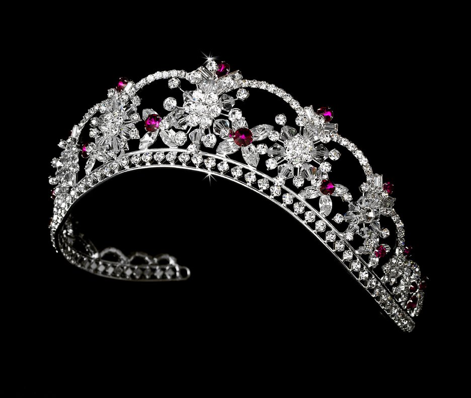 Fuchsia Quinceanera Tiara with Swarovski Crystals