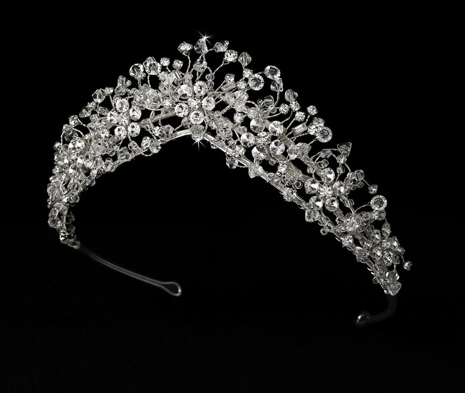 Swarovski Crystal Silver Plated Quinceanera, Mis Quince Anos or Prom Tiara Headpiece