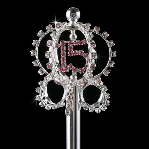 Pink Quinceanera Mis Quince Anos Scepter Silver with Pink Rhinestones