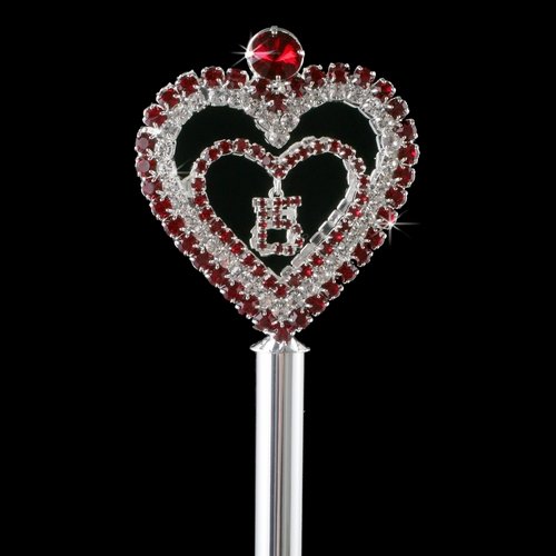 Red Heart is Quince Anos Quinceanera Scepter with Red Rhinestones