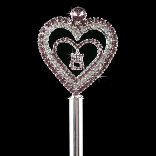Lilac Heart Mis Quince Anos Quinceanera Scepter with Lilac Rhinestones
