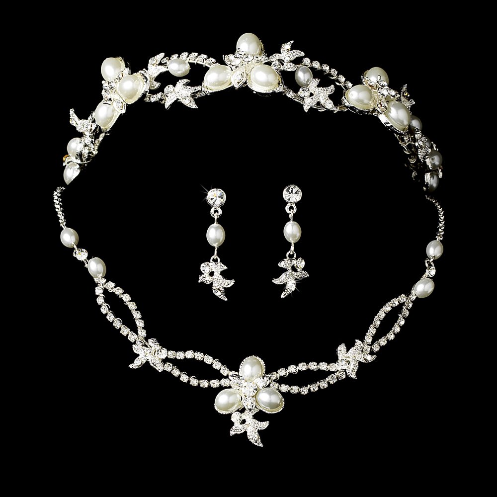 Vintage Inspired Pearl and Rhinestone Tiara and Jewelry Set Quinceanera, Mis Quince Anos
