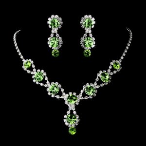 Green Rhinestone Quinceanera, Mis Quince Anos, Sweet 16, Prom Jewelry
