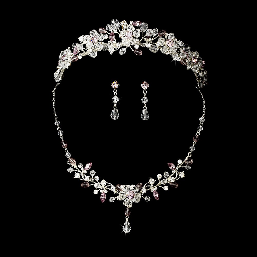 Lilac Tiara Plus Jewelry Crystal Set for Quinceanera, Mis Quince Anos