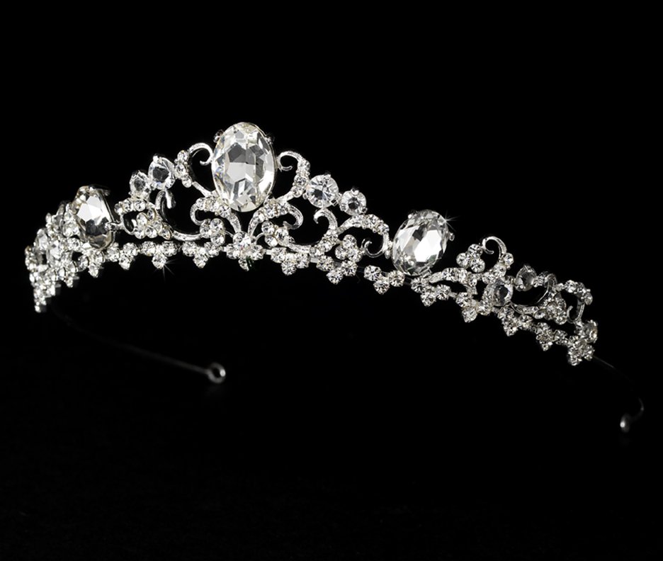 Silver Rhinestone Floral Design Princess Quinceanera, Mis Quince Anos, Prom Tiara