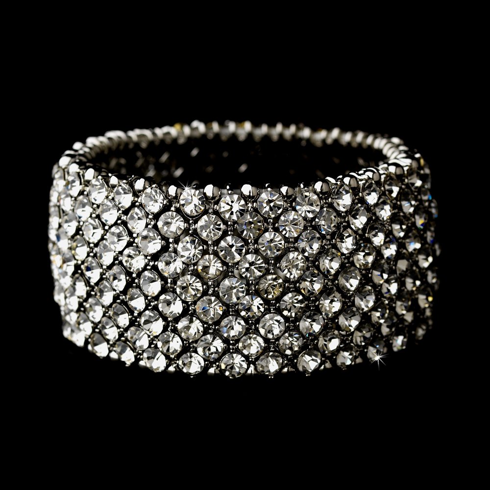 Sparkling Clear Crystal and Silver Plated Bracleet and Earrings for Quinceanera, Mis Quince Anos