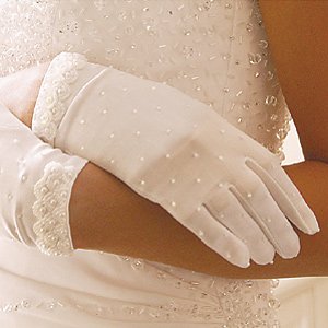 Wedding, Bridal Wrist Length Glove with Pearls