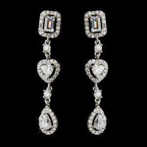 Antique Silver Clear Multi Cut CZ Earrings