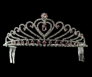 Elegant Pink and Clear Rhinestone Quinceanera Tiara