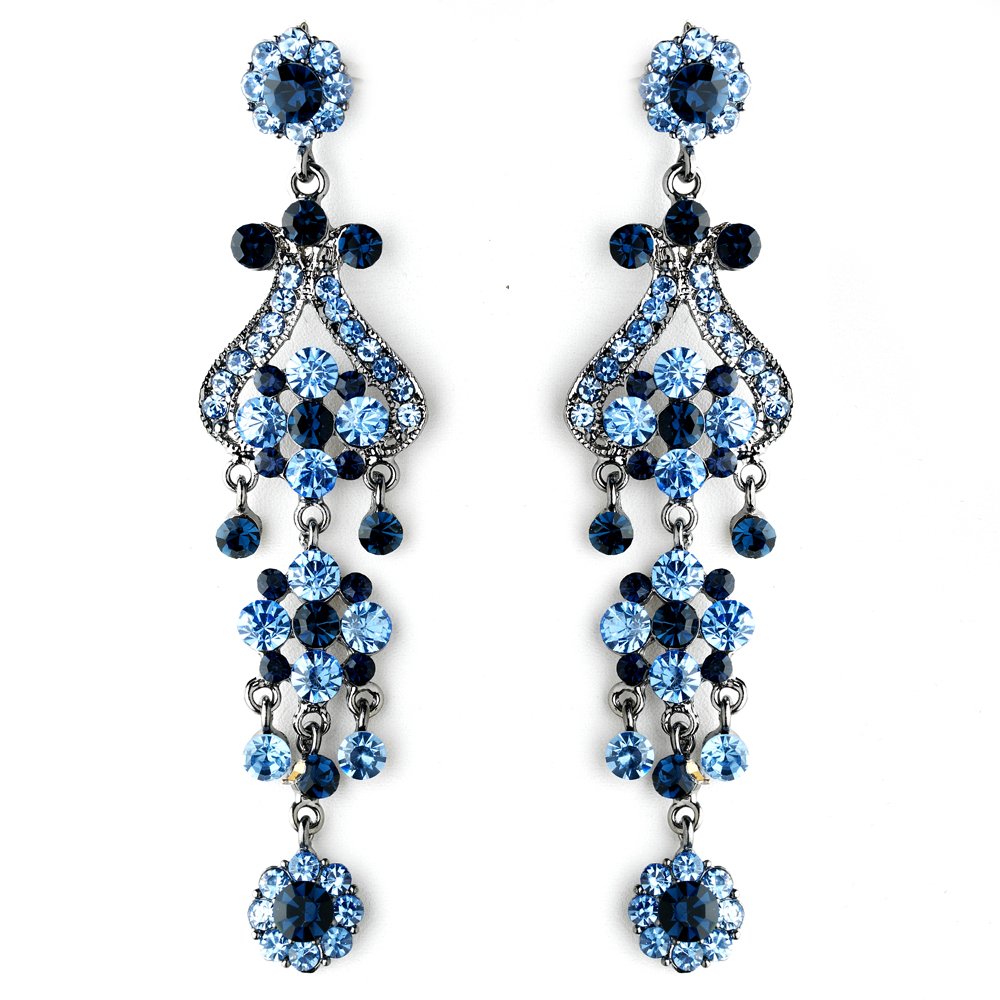 Bold 4" Navy and Light Blue Crystal Quinceanera, Sweet 16 or Prom