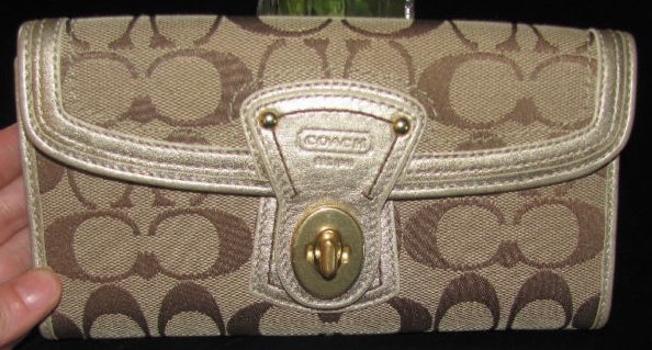 COACH Gold Signature Turnlock Wallet