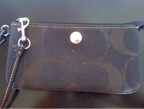 COACH BROWN WRISTLET PURSE