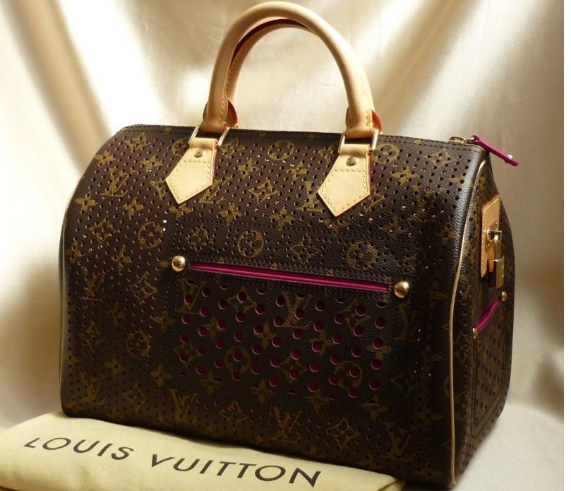 AUTHENTIC LOUIS VUITTON PERFORATED SPEEDY 30 FUCHSIA EX