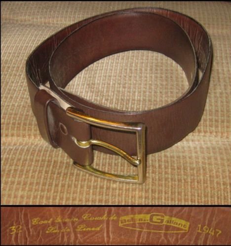 Vtg 1947 Brown GALLANT Leather / Suede Lined Belt sz32