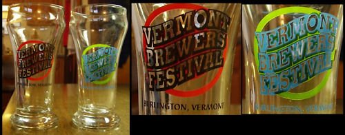 2 Vermont Brewers Festival Flutted Drinking Glasses