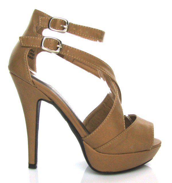 BLOSSOM CARESSA-4 TAN BROWN STRAPPY STILETTO SANDAL size 7,8.9