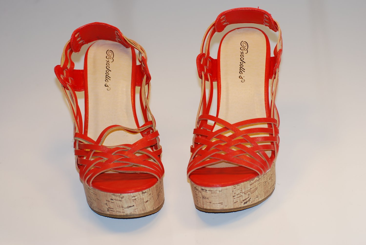 Women's Strappy Gladiators Wedge Shoes Orange Sz 6.5 10