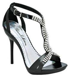 BLACK Jeweled Dressy Evening Heel Shoe Sandal blossom