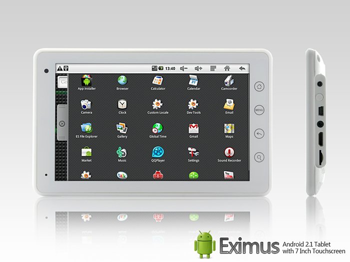 Eximus - Android 2.1 Tablet with 7 Inch Touchscreen and WiFi - White (Camera + HDMI)