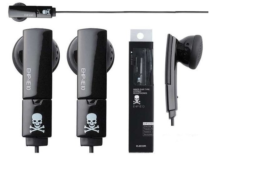 Skull-head Stereo Earphones for iPod - 20 pcs/lot
