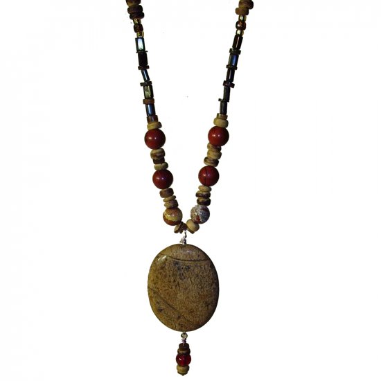 Gemstone and Glass Bead Necklace (Hand Made)