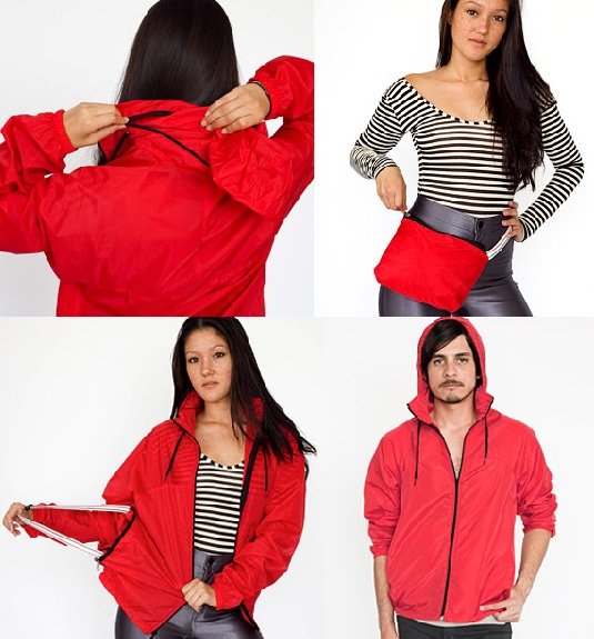 RSAN401 Nylon Red Taffeta A-Way Jacket Black Zipper