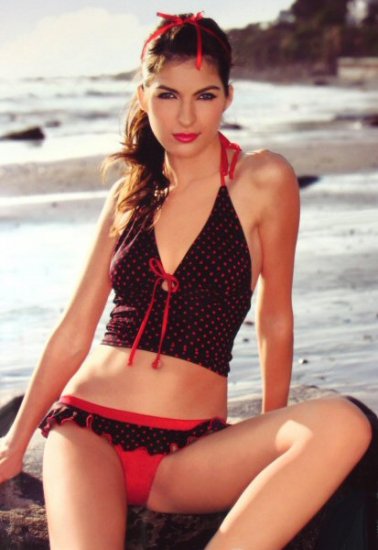 Polka Dot Tankini with Ruffle Trim Bottom
