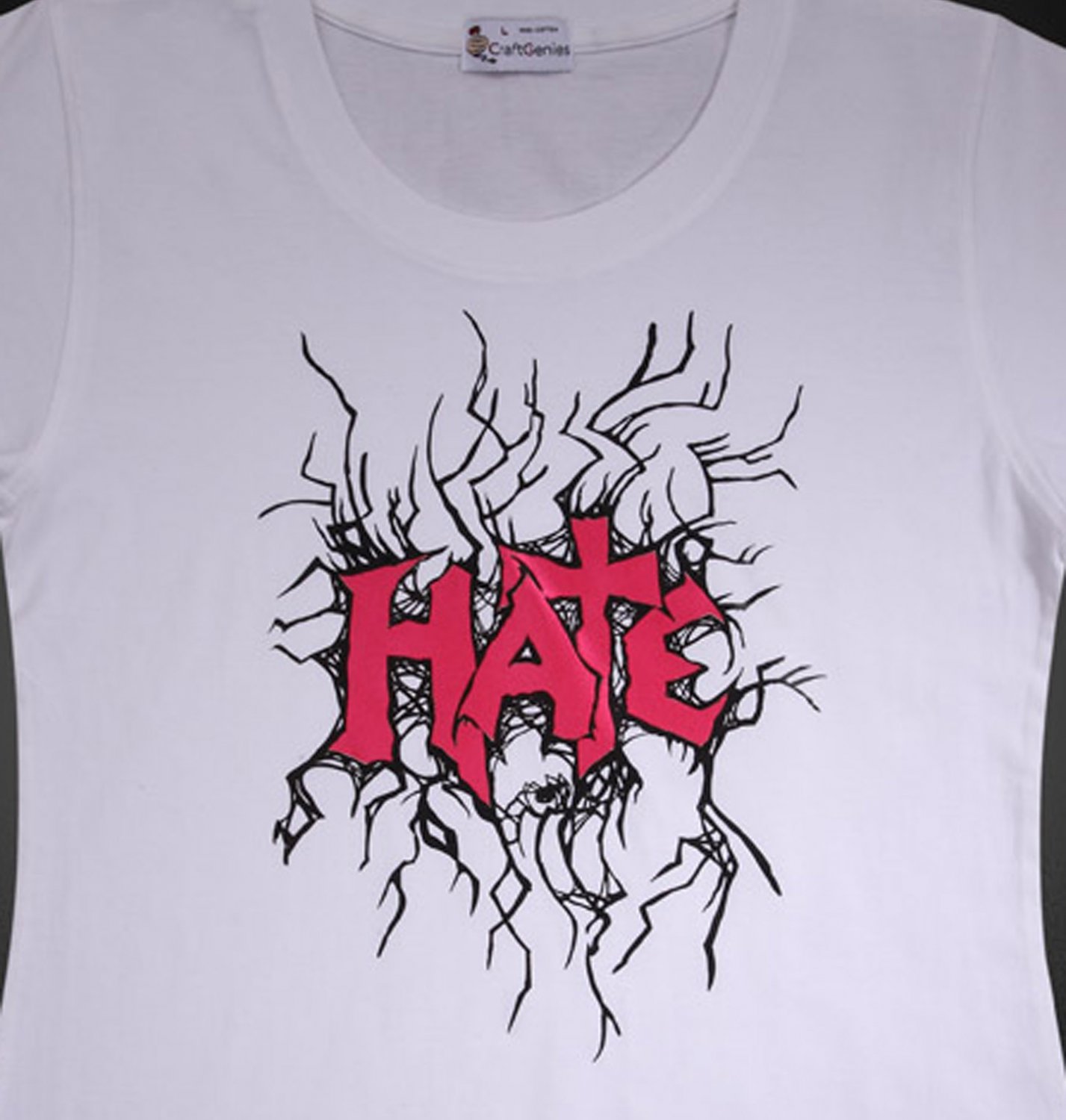 Letter "HATE" T-Shirt Design for Women - Original Pack (Women's Large)