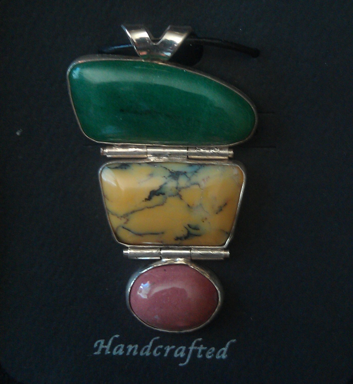 Silver 3 Tier Hinged Gem Pendant