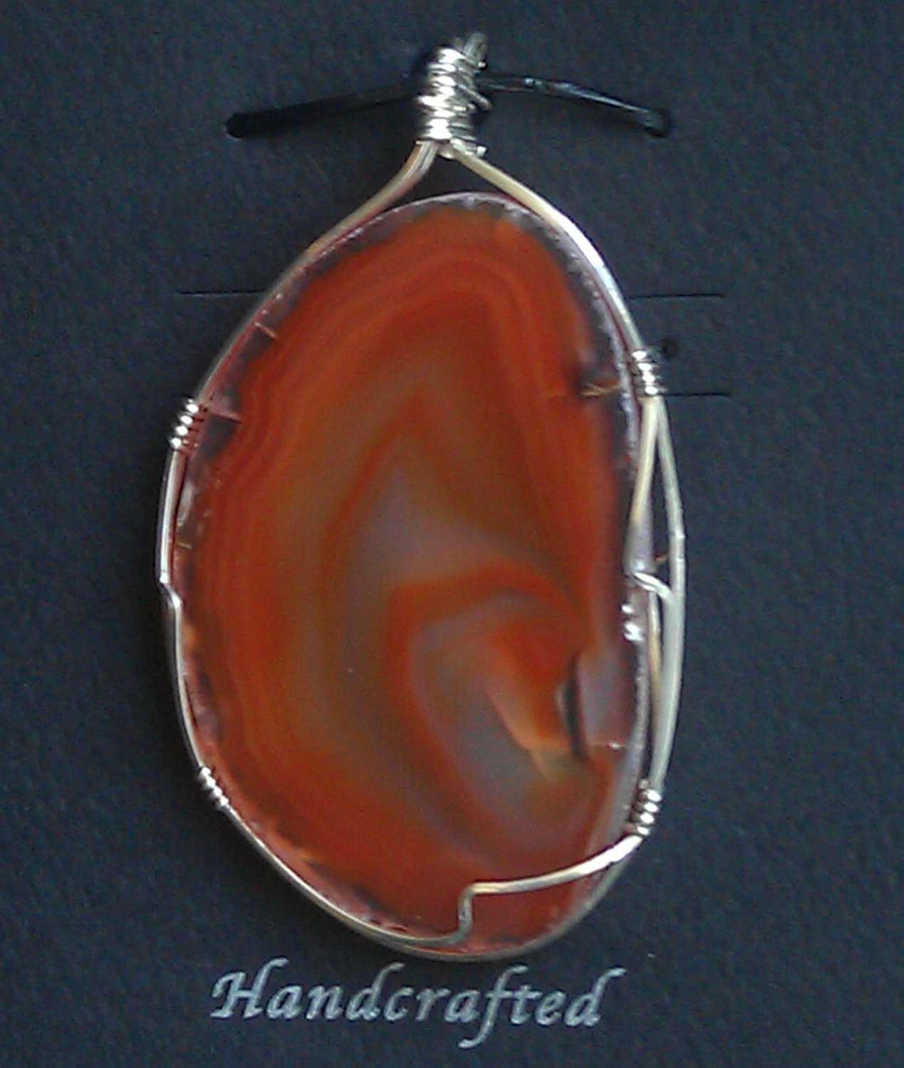 Sterling Silver Wire Wrapped Agate Pendant
