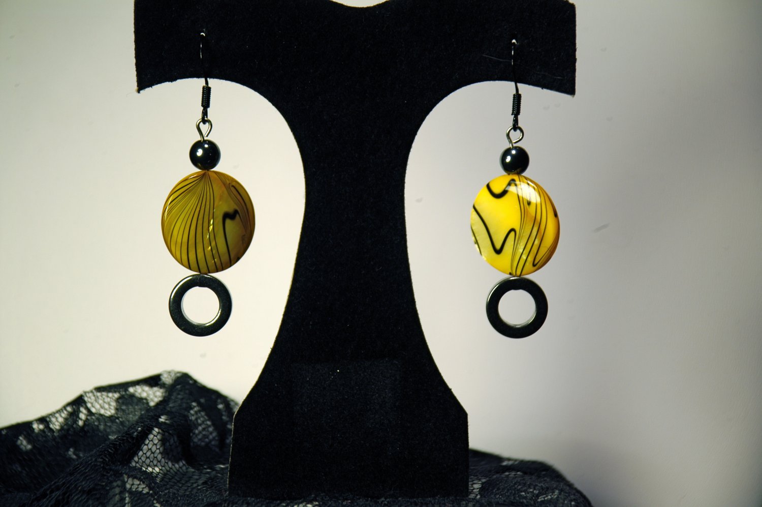 Yellow swirl earrings