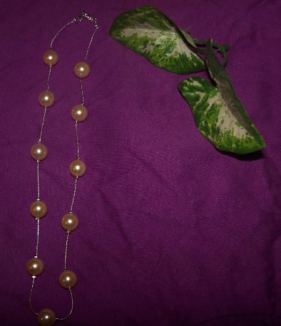 Bronze or Cream Faux Pearl Silver-tone16" Necklace